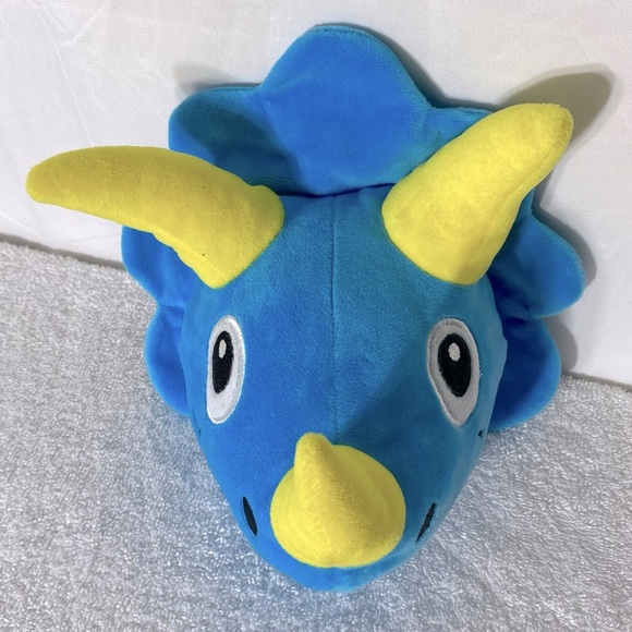 Fun Express Blue Yellow Triceratops Dinosaur Head Plush Toy - Picture 2 of 10
